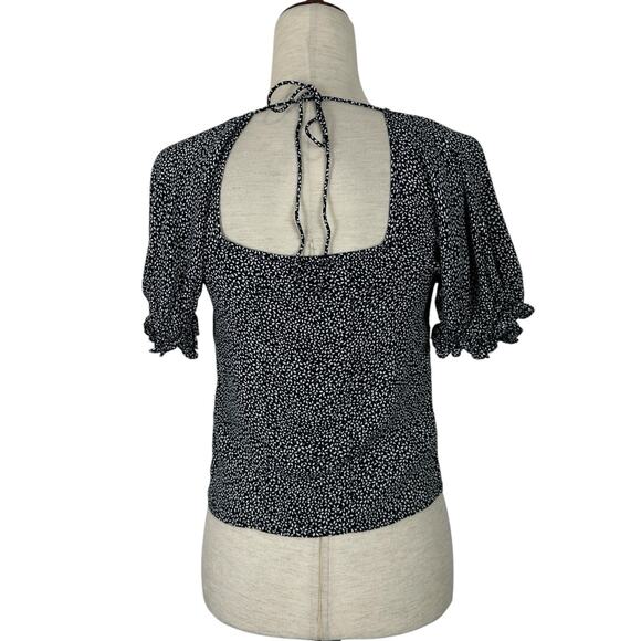 Other Stories Top Women Small EU 36 Coquette Black Ditzy Floral Milkmaid Cottage - Picture 4 of 16